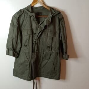 Joie Women's Hooded Full Zipper Long Sleeve Army Green Jacket. MEDIUM  FESTIVAL
